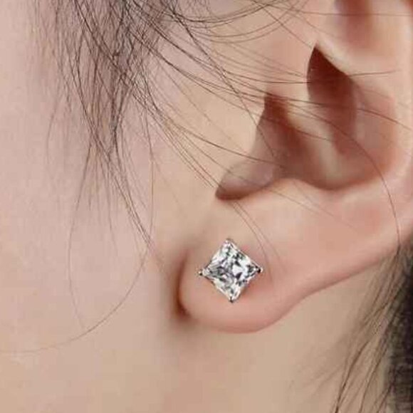 Silver Diamond Earrings - Picture 2 of 2